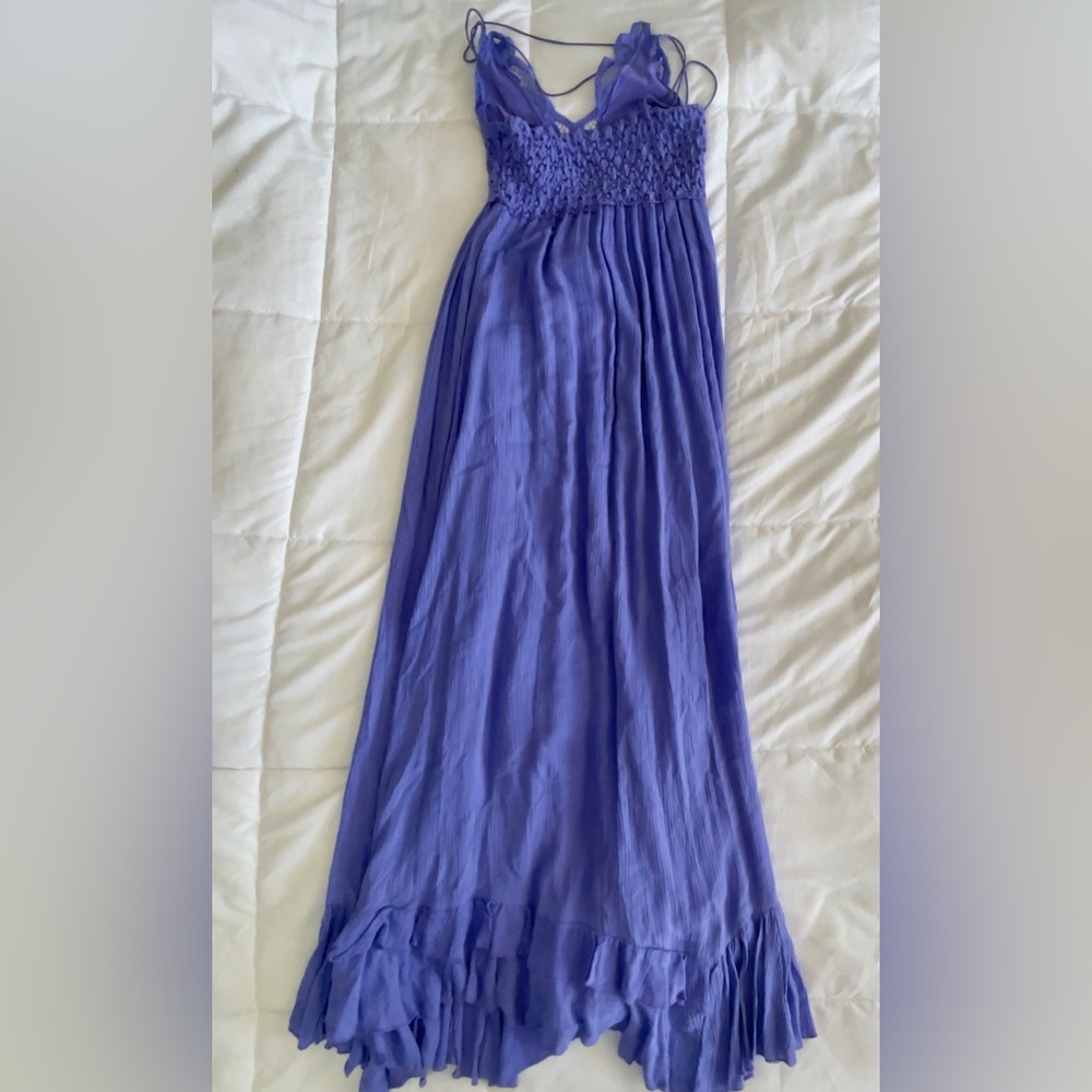 Free People Adella Crochet Lace Maxi Boho Purple Dress - Picture 7 of 7